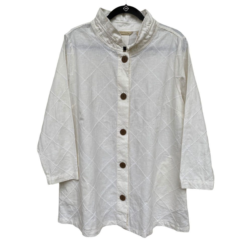 Soft Surroundings XL Scallop Hem Shirt Beige